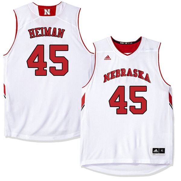 Men Nebraska Cornhuskers #45 Brady Heiman College Basketball Jerseys Sale-White